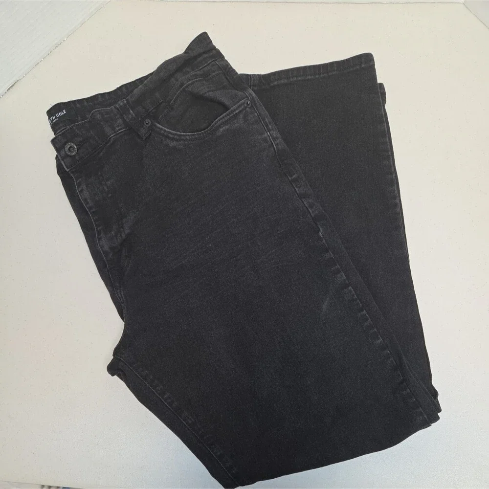 Kenneth Cole Men Black Jeans Straight Leg Fit 38X32 Stretch New York NEW